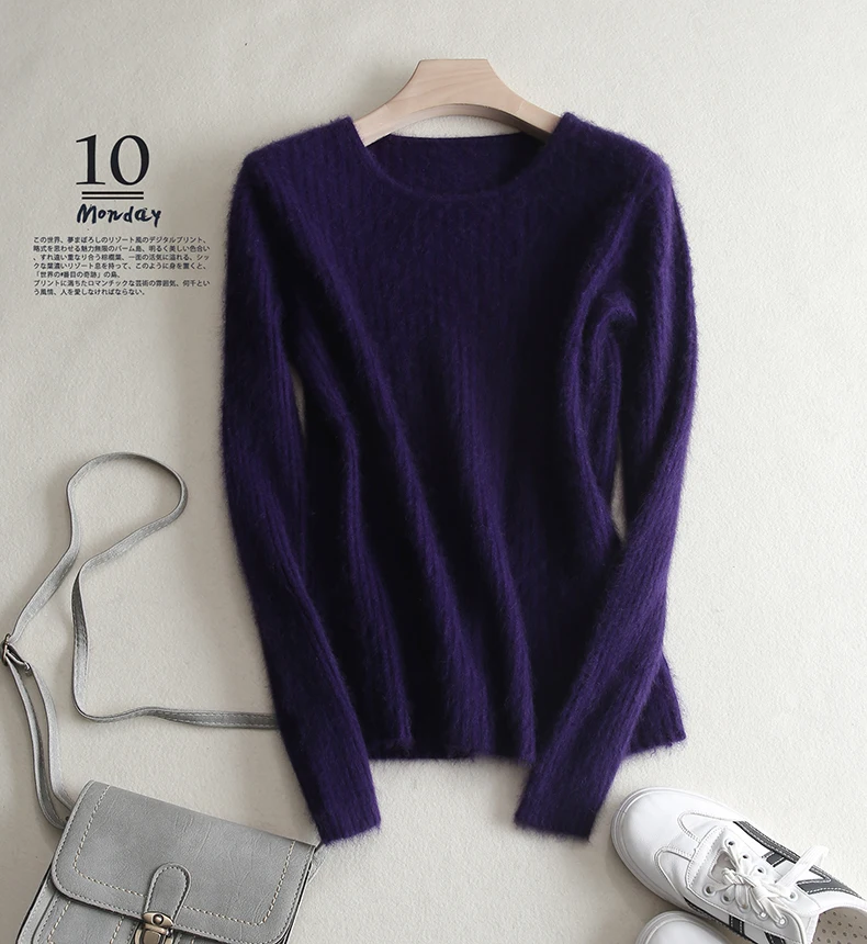 Loose Sweater Women Hot Sale Soft Jumpers Mink Cashmere Knitted New O-Neck Standard Clothes Ladies Pullovers