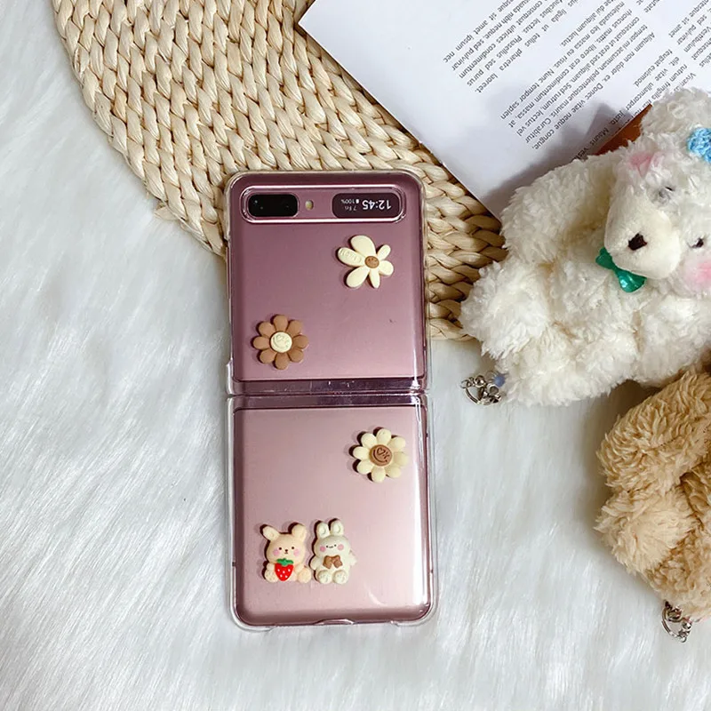 Милый медвежонок маленький свежий телефонный чехол для Samsung Galaxy Z Flip 3 DIY корпус