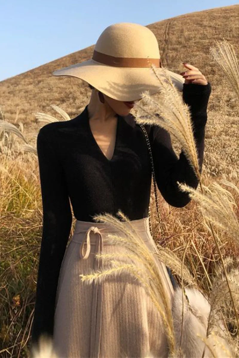 

Women's new autumn winter long sleeve sweater with collar bottoming top