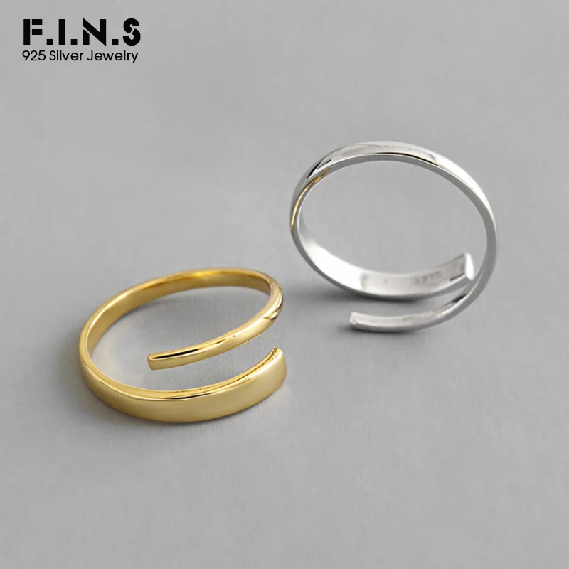 F.I.N.S корейское кольцо из стерлингового серебра S925 минималистичное двухтонное
