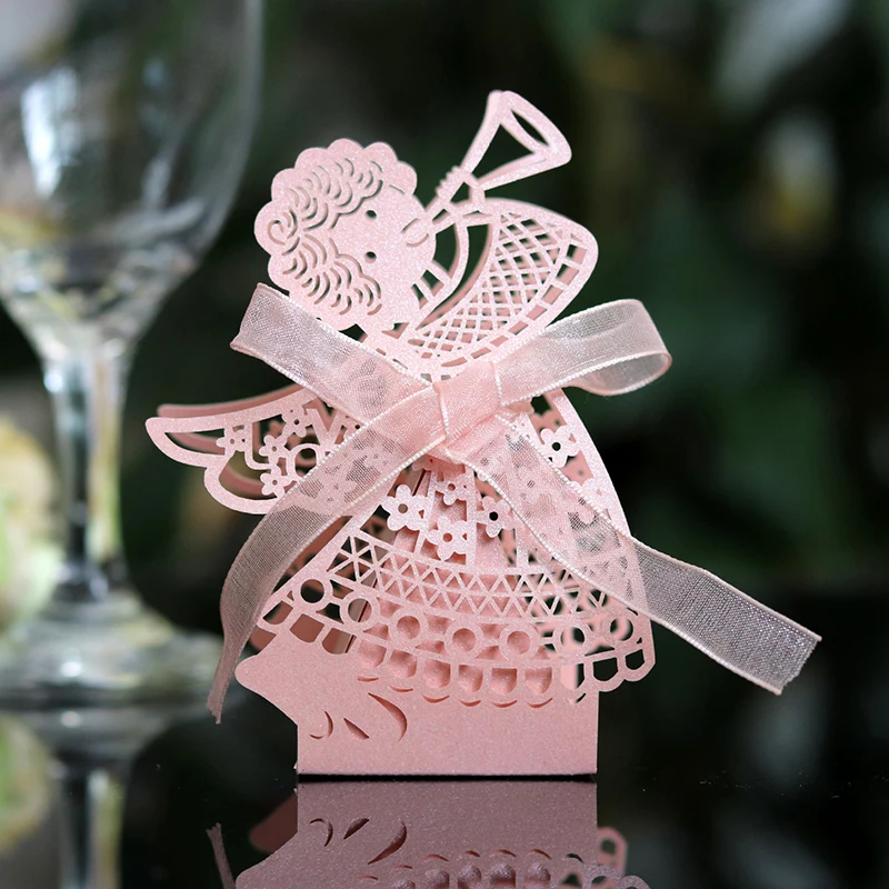 50/100 шт Ангел лазерная резка полые перевозки пользу подарки коробка для конфет с
