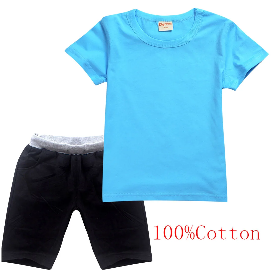 Однотонная футболка с коротким рукавом и шорты для маленьких мальчиков - купить