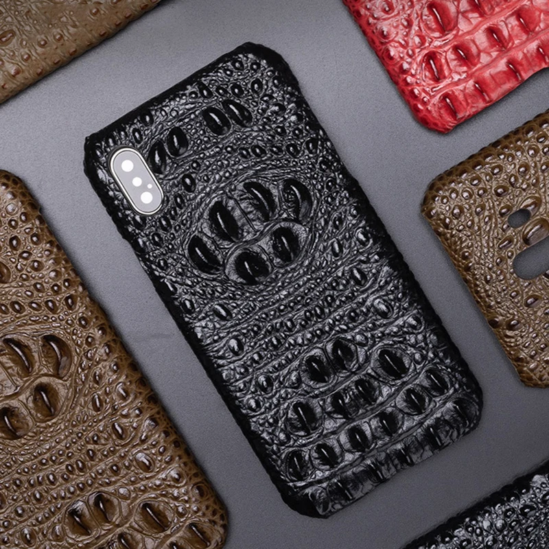 Роскошный чехол из воловьей кожи для iPhone 11 Xr 6 6s 7 8 Plus X Xs Max с крокодиловым черепом и