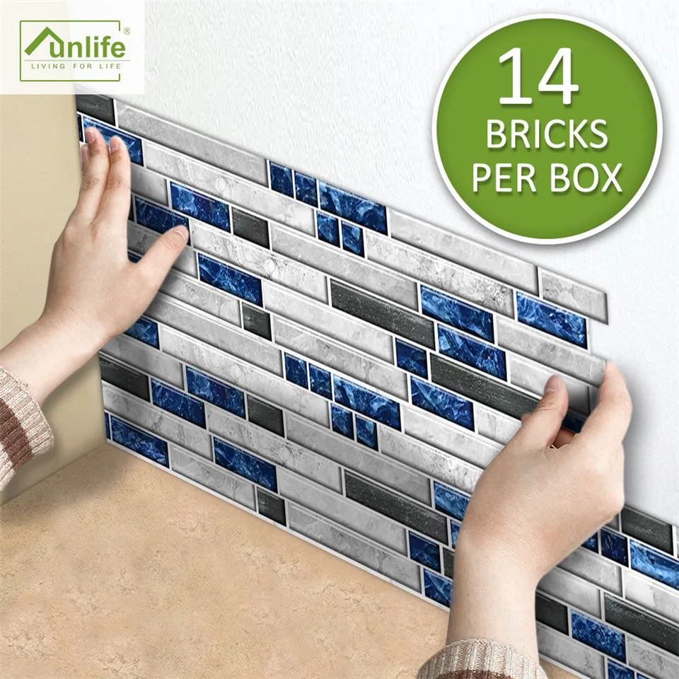 

Наклейка на стену из мрамора, 14 шт./компл., ярко-синего цвета, самоклеящаяся, водонепроницаемая, для гостиной, спальни, украшения дома, Настен...