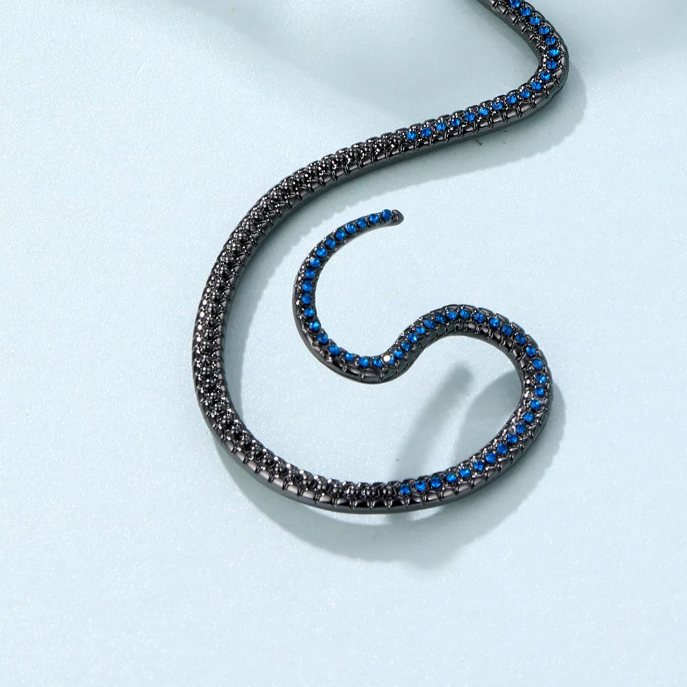 Серьги-клипсы Lost Lady длинные в виде змеи женские крупные массивные гусеничные