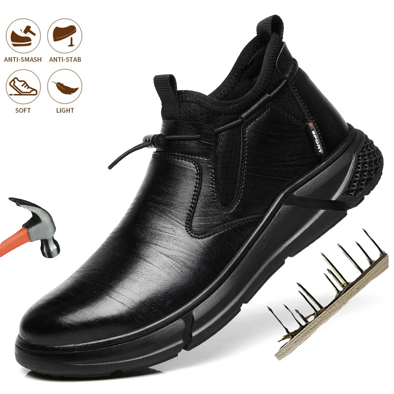 

Fashion Safety Shoes Men's Work Steel Toe Caps Male Indestructible Work Boots Protective Shoes Puncture-Proof Security Footwear