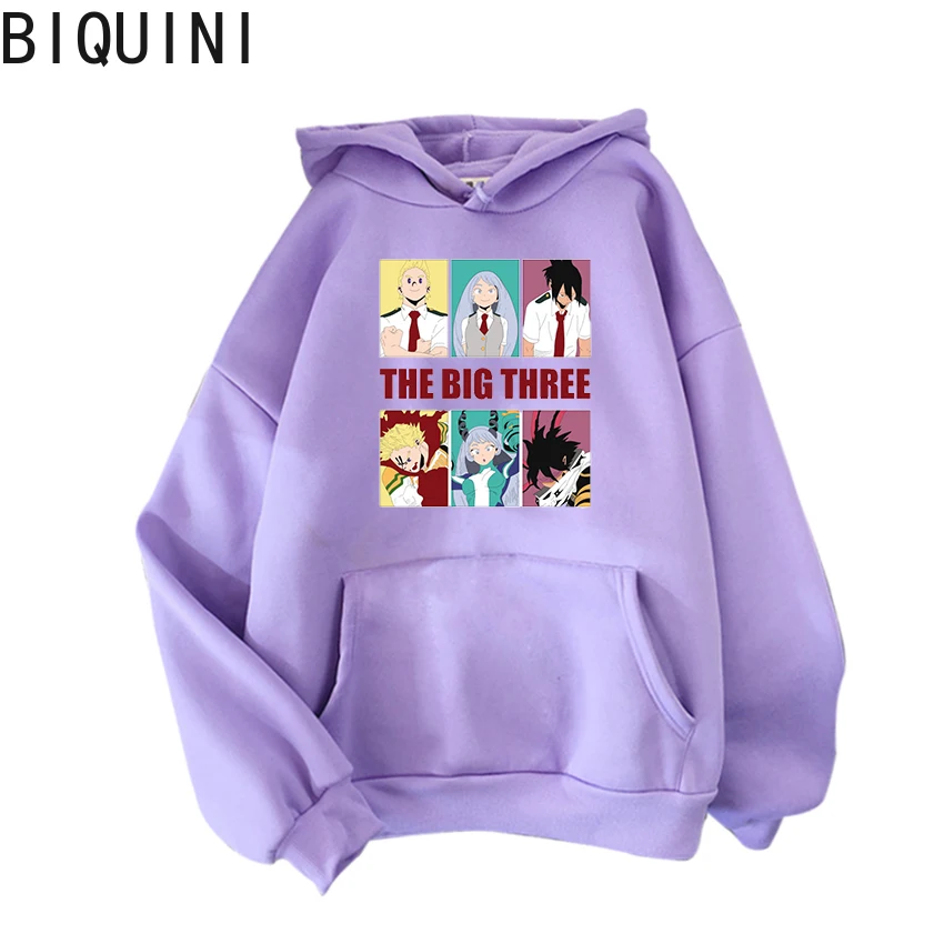 

boku no hero the big three black over size sweatshirt hoodies Cute Kawaii Ullzang Harajuku Funny print top vintage dropshipping