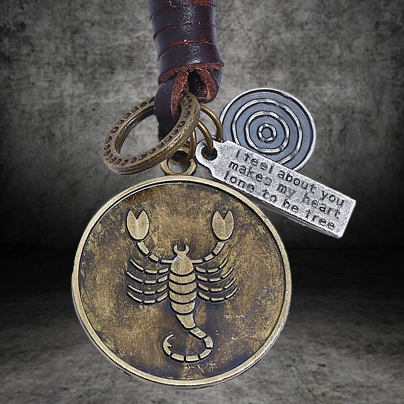 

12 Созвездие брелок для ключей «Скорпион» Кулон Винтаж животное Зодиак скорпион брелок в стиле панк для мужчин женщин подарки на день рожден...