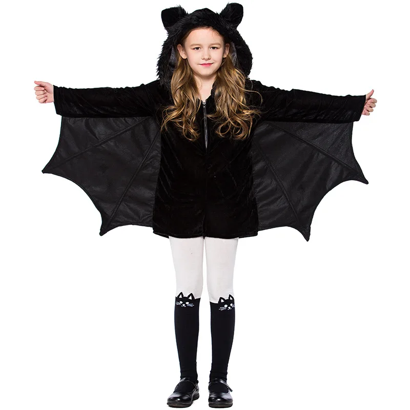 

Halloween Purim Bat Jumpsuit Hooded Costume Child Animal Cosplay Fancy Dress