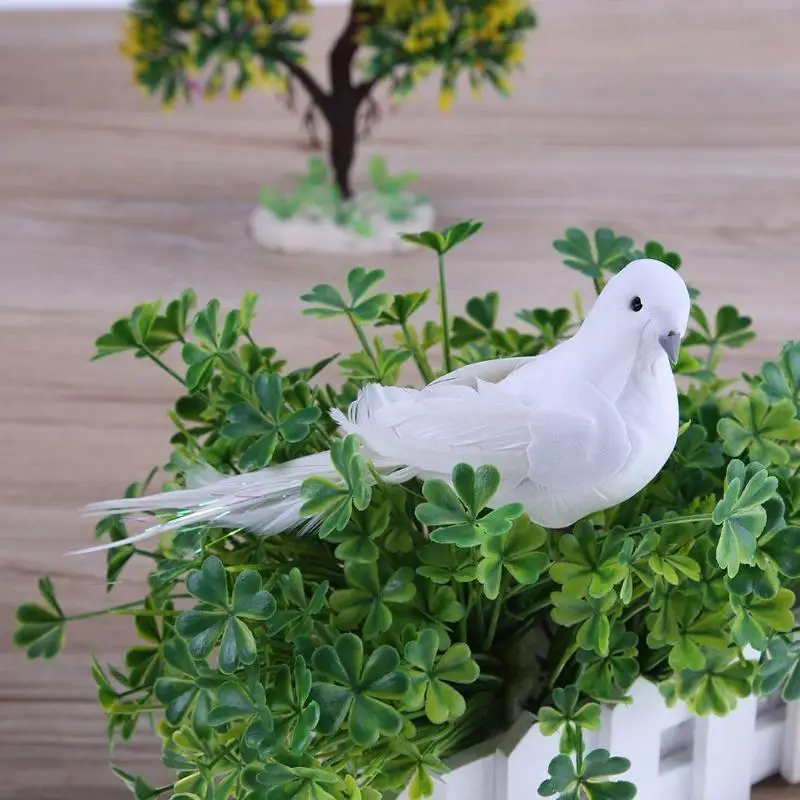 

White Doves Feather Artificial Foam Lover Peace Doves Bird Home Decor Decoration Simulation Figurines Miniatures