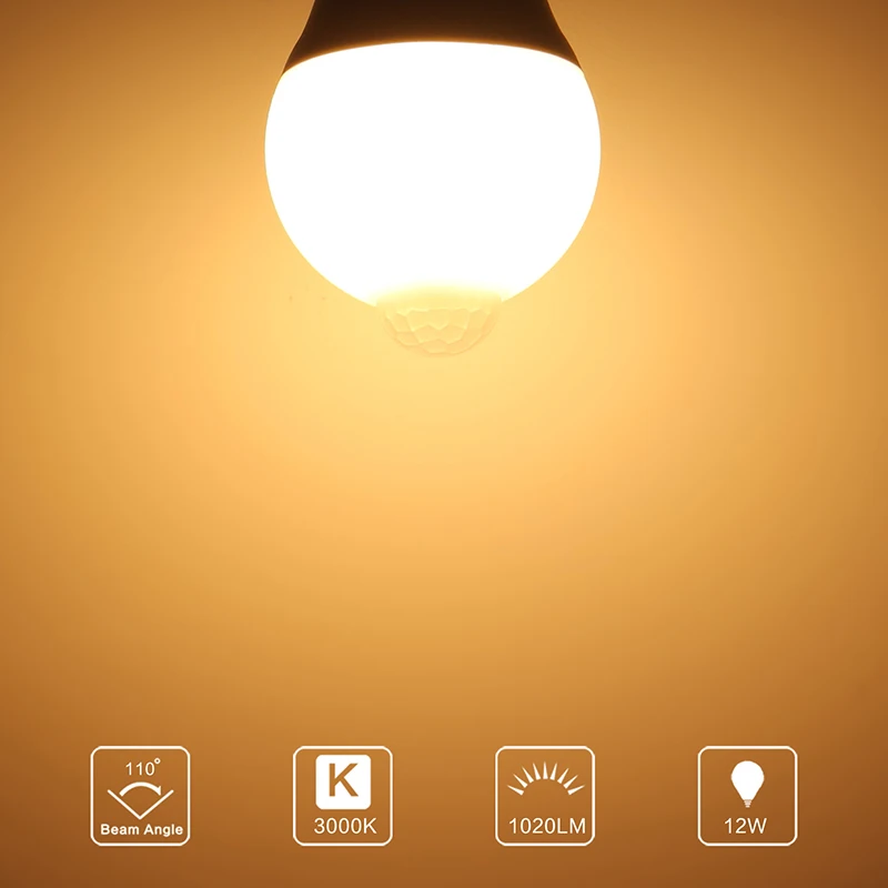 Светодиодный светильник-лампочка с датчиком умный PIR детектор движения