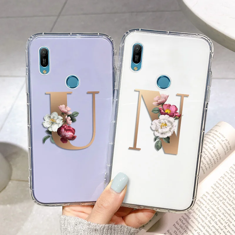 

Case For Huawei Y6 2019 Cases Cute Coque On Huawei Y6 2019 Y6P Y7P P40 Lite E Honor 9C 8A Funda Transparent Case English letters