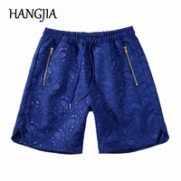 blue paisley jacquard shorts men hip hop 2020 summer streetwear embroidery shorts bandanna fashionable loose casual knee length
