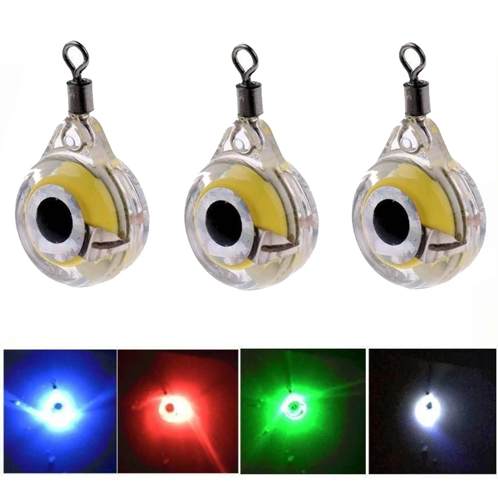 

1pc/3pcs Mini Fishing Lure Light LED Deep Drop Underwater Eye Shape Fishing Squid Fishing Bait Luminous Lure for Attracting Fish