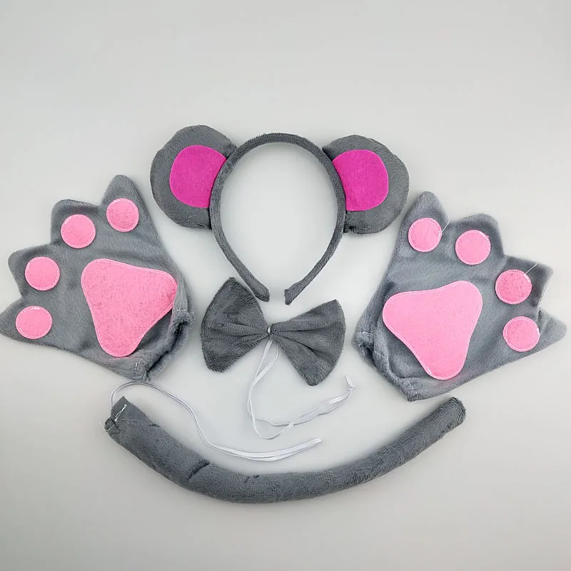 

Adult Kids Party Boy Monkey Ears Headband Bow Tie Tail Paws Animal Cosplay Hair Bands Plush Halloween Christmas Birthday
