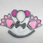 Повязка на голову с ушками обезьяны для вечеринки, с бантом, хвостом, лапами, животными, для косплея, плюшевая лента для волос на Хэллоуин, Рождество, день рождения, Пурим