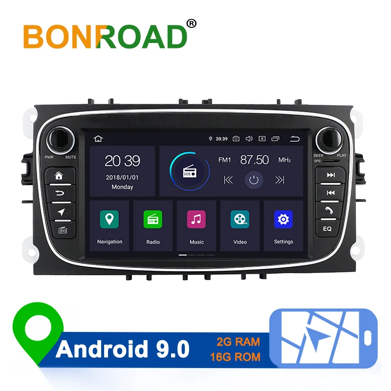 Bonroad 2 Din Android 9 0 автомобильный DVD GPS навигация мультимедийное радио плеер для Ford