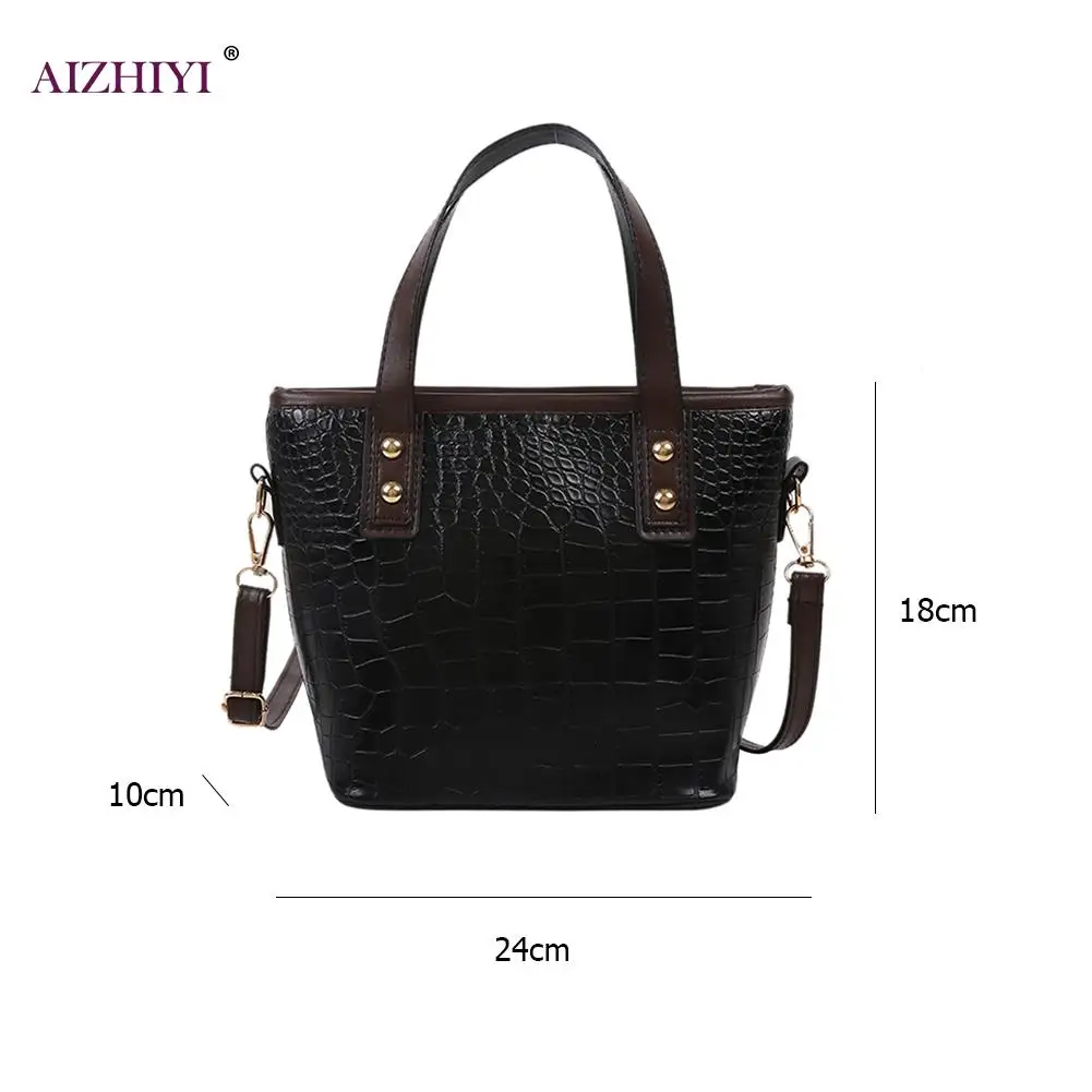 

Fashion Alligator Pattern Shoulder Bags Women PU Leather Simple Bucket Elegant Totes Female Crossbody Messenger Pouch
