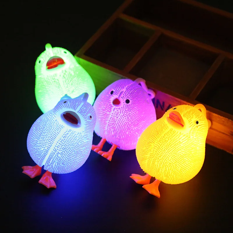

random1PC Cartoon glowing night light vent decompression pop it fluffy ball elastic flashing ball chicken duck children's toys