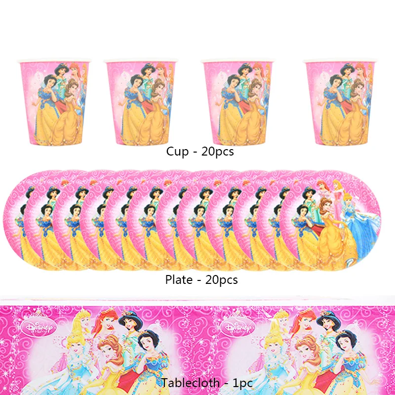 

Cartoon Six Princess Theme Party Supplies Tableware set Children's Birthday Party Set Baby Shower Decoration Paper Cup Plate