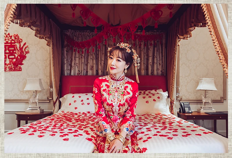 NiuShuya китайские восточные свадебные аксессуары для волос золотистый семейный