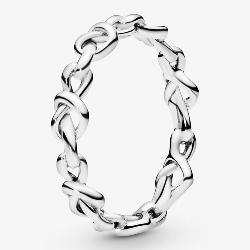 

925 Sterling Silver Pan Ring Silver Heart Interwoven Ring For Women Wedding Party Gift Fashion Jewelry