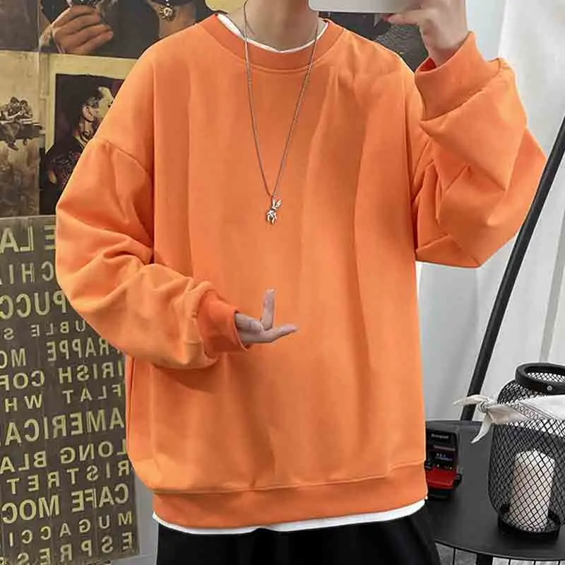 Свитшот мужской свободный с круглым вырезом черный бежевый розовый | Мужская