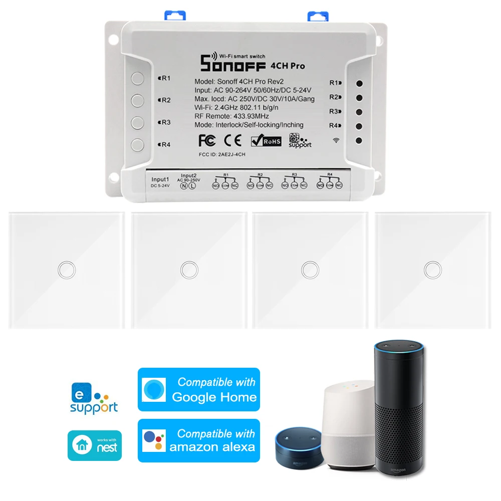 Смарт переключатель SONOFF Pro ITEAD 433 МГц 4 канала Wi Fi 3 режима работы