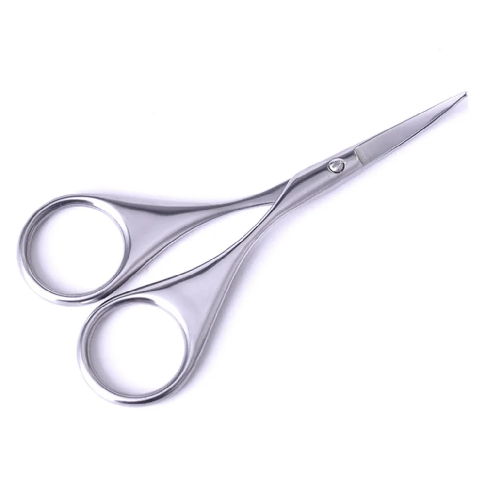 

2pcs Safety Stainless Steel Vibrissa Nasal Hair Scissors Nose Hair Trimmer Scissors with Iron Box (Silver)