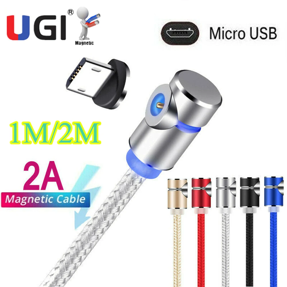 

UGI 1Pack/2Pack/3Pack Magnetic Charger Cable 2A Micro USB Charging Cord Braided Wire LED Light Game Design For Android Phone