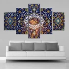 Исламский цветочный гобелен, настенное искусство, 5 шт., исламский настенный художественный холст, картины, плакаты, настенные картины, декор для гостиной, рамка