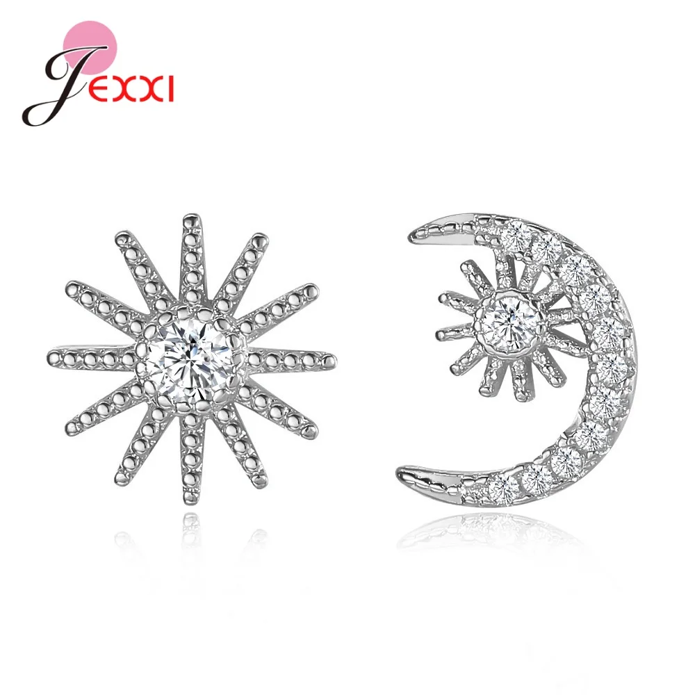 

Новое поступление, женские модные стильные Асимметричные маленькие серьги со звездой и Луной для девочек, милые модные ювелирные изделия, о...