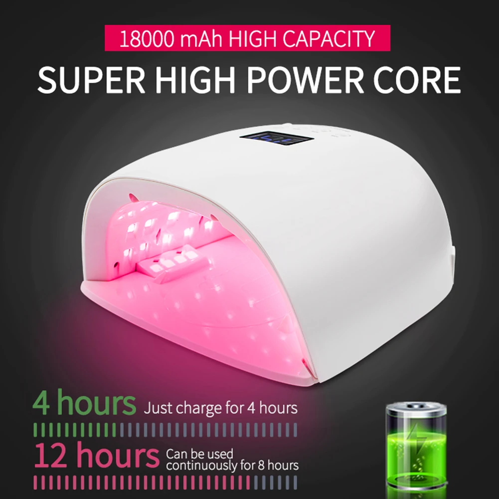 Беспроводной 86w Светодиодная УФ-лампа для ногтей гель лак сушилка солнца