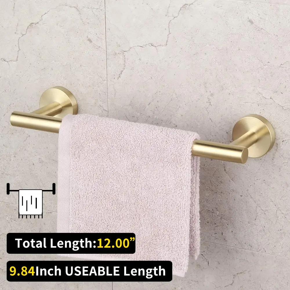 Bathroom Brushed Gold 3-Piece Accessories Set SUS304 Stainless Steel Bath set (paper holder towel ring robe hook) | Обустройство дома