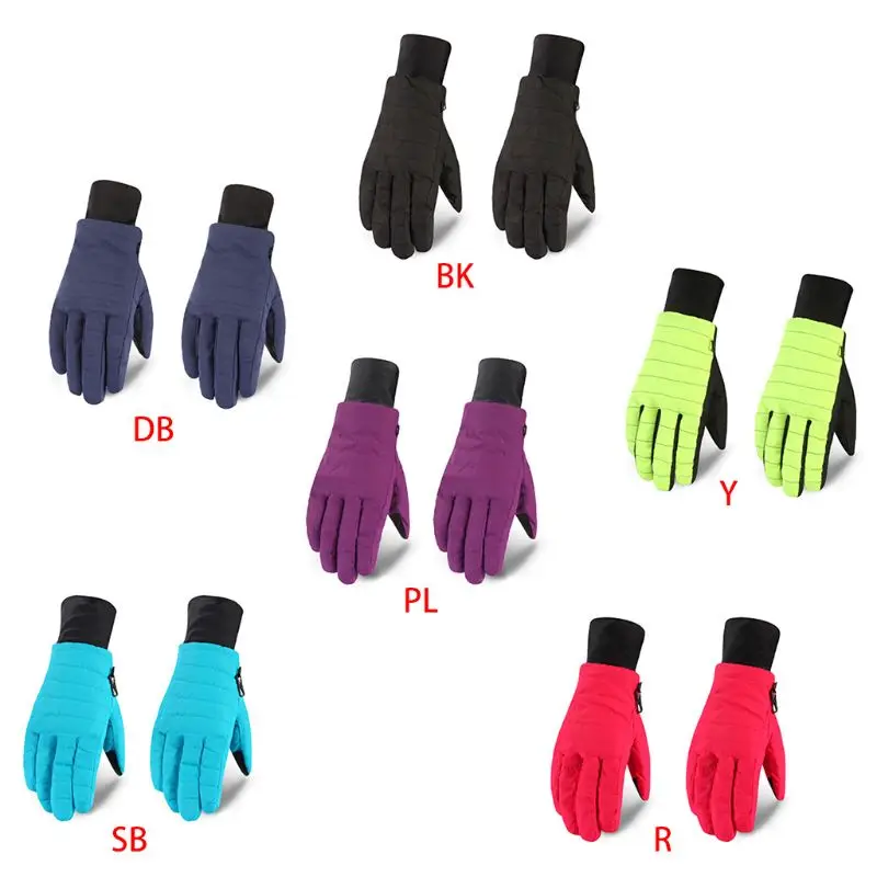

Womens Winter Waterproof Snow Ski Gloves Bright Colored Stripes Thermal Lined Non-Slip Sports Cycling Snowboard Mittens