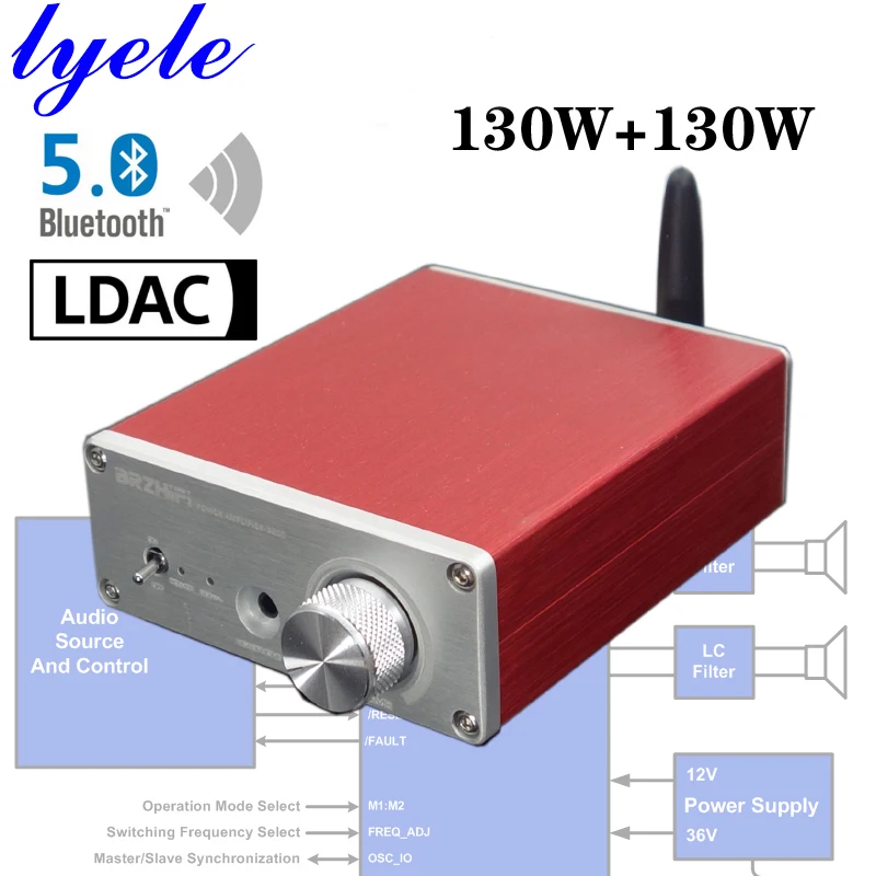 

Lyele аудио TP3250 звуковой усилитель 130 Вт * 2 Bluetooth 5,0 Класс D HIFI домашний музыкальный плеер LDAC стерео домашний кинотеатр усилитель мощности