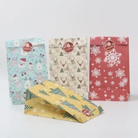 48pcslot christmas pattern square bottom gift wrapping paper bag bakery biscuit oil proof packing paper bag