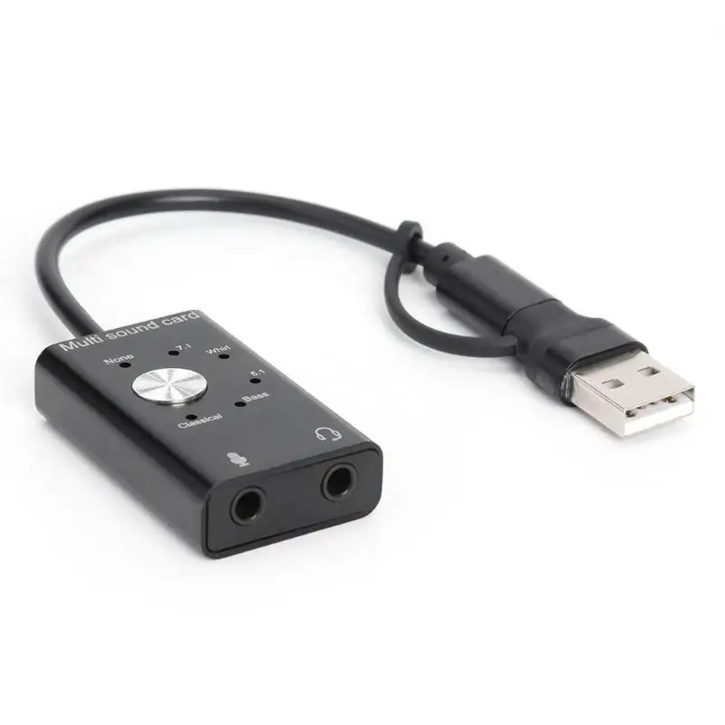 USB-C саундкарта USB 2,0 аудио интерфейс внешний адаптер для ноутбука PS4 гарнитура Поддержка win 2000/2003/XP/Vista