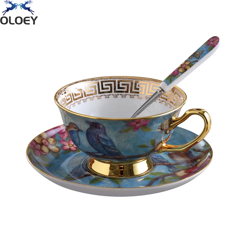 Кофейная чашка из костяного фарфора в европейском стиле керамическая с золотом