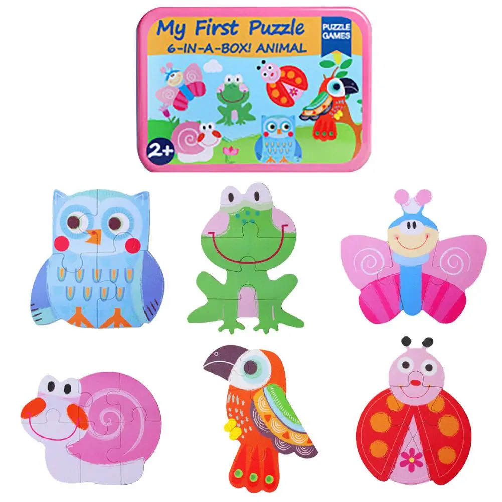 

Wooden Jigsaw Animal Puzzles For Toddlers Early Learning Educational Preschool Montessori Toy 6 PCS Fine Motor Skills Developme