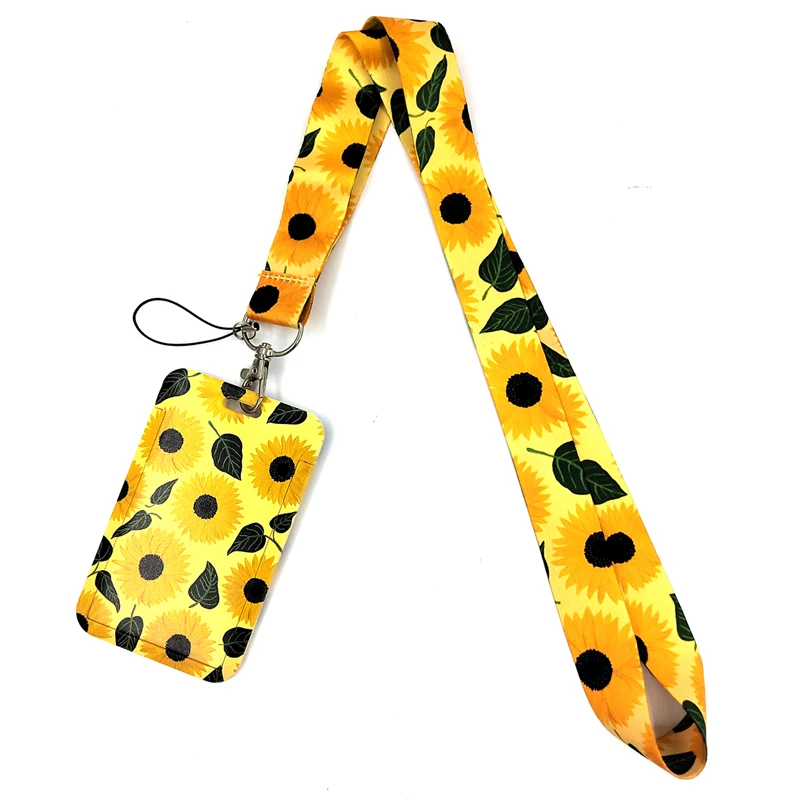 

Sunflower Fashion Art Lanyard For Keys ID Badge Holder Bus Pass Case Cover Slip Bank Credit Card Holder Strap Card Holder