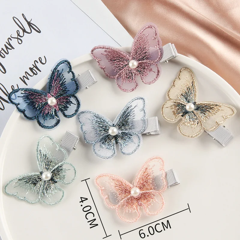 

Hair Accessories Fabric Butterfly Hairpin Inlaid Pearl Hairpin Female Small Fresh Liu Haibian Clip