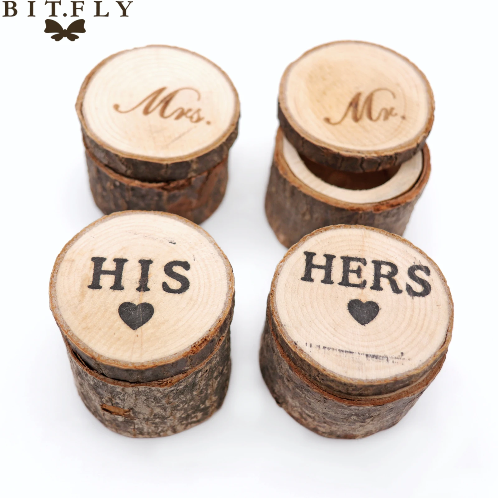 

1pair Personalized Rustic Engraved Wood Ring Box HIS HERS Mr. Mrs. Ring Bearer Jewelry Holder Box Engagement Valentines Supply