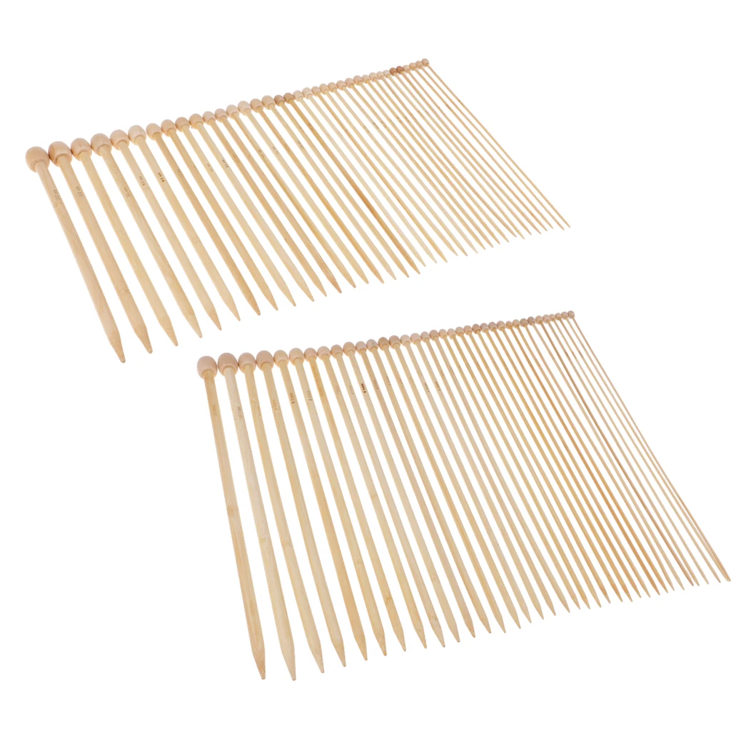 

Prettyia 36 Pieces Bamboo Single Pointed Knitting Needles Set for Hand Craft