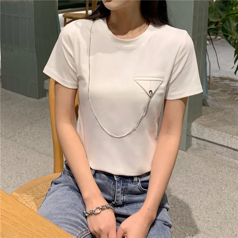 

YTX300 2021 new Korean design with a small black short-sleeved T-shirt for women