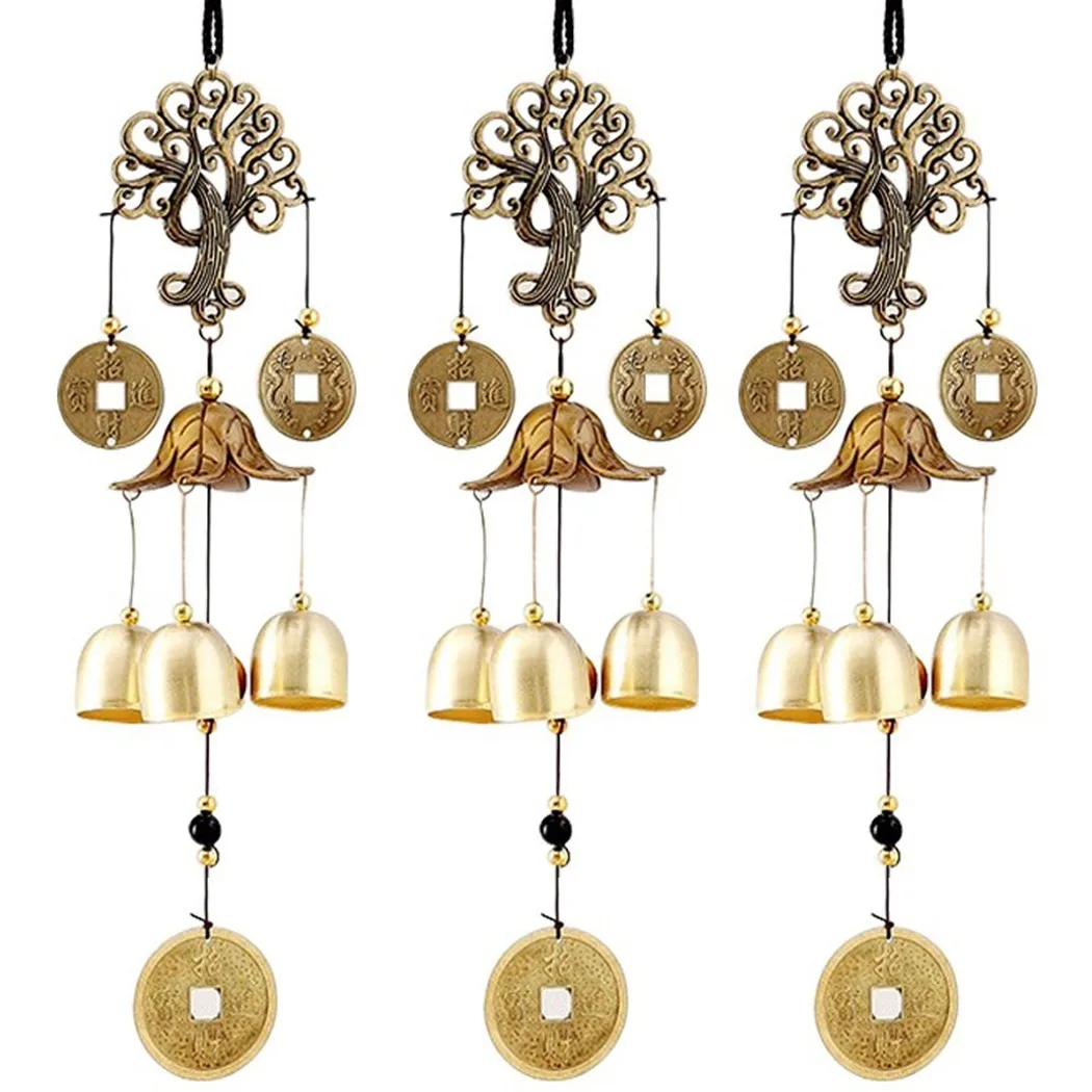 

1*Wind Chimes Copper Alloy + Wood Money Tree Wind Chimes Bell Good Lucky Home Garddn Decorations In Stock