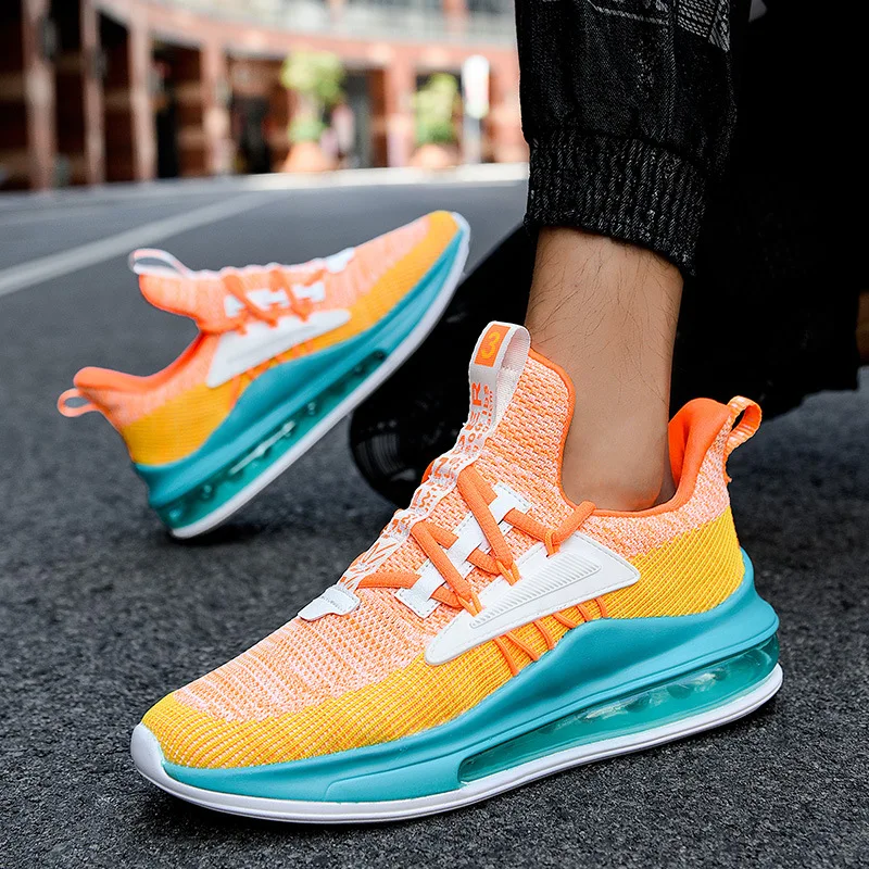 

2021 summer new thick bottom full palm air cushion mesh breathable running shoes casual sports shoes running trendy shoes men