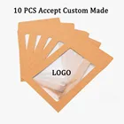 10 шт., Пользовательский логотип прозрачный пакет из крафт-Бумага сумка открывающееся окно конверт сумка A6 папка для документов Упаковка носки сумки для хранения ювелирных изделий