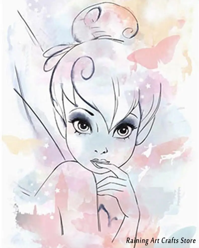 

5D Diy Diamond Painting Cartoon Princess Cross Stitch Kits Embroidery Full Drill Butterfly Girl Mosaic Pictures Home Decoration