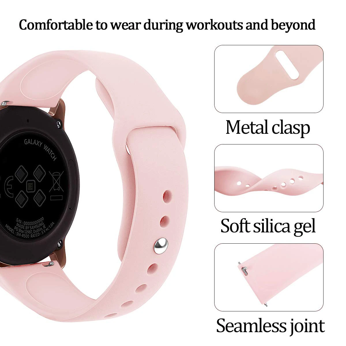 Silicone strap for Samsung Galaxy watch 4 classic/Active 2 44mm 40mm/3 45mm 41mm/46mm/42mm Bracelet Huawei watch GT 2e pro Band